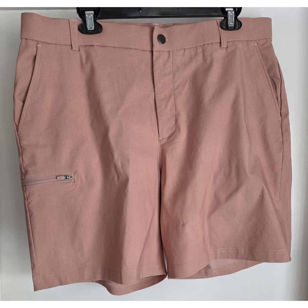 NWT PUDOLLA Men Shorts Size L Dusty Rose Solid Casual Athleisure Active Bermuda